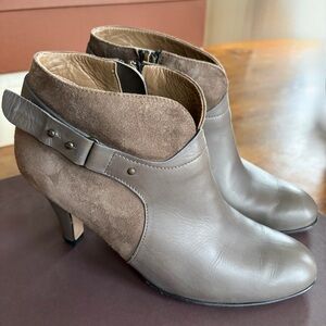 Anyi Lu Couture Elegant! Taupe Leather & Suede Women’s Ankle Boots